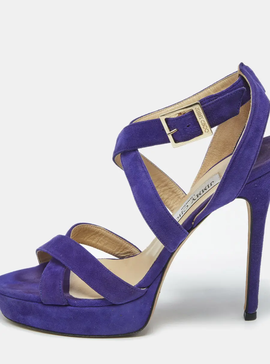 Jimmy Choo Purple Suede Maitai Platform Sandals Size 38.5