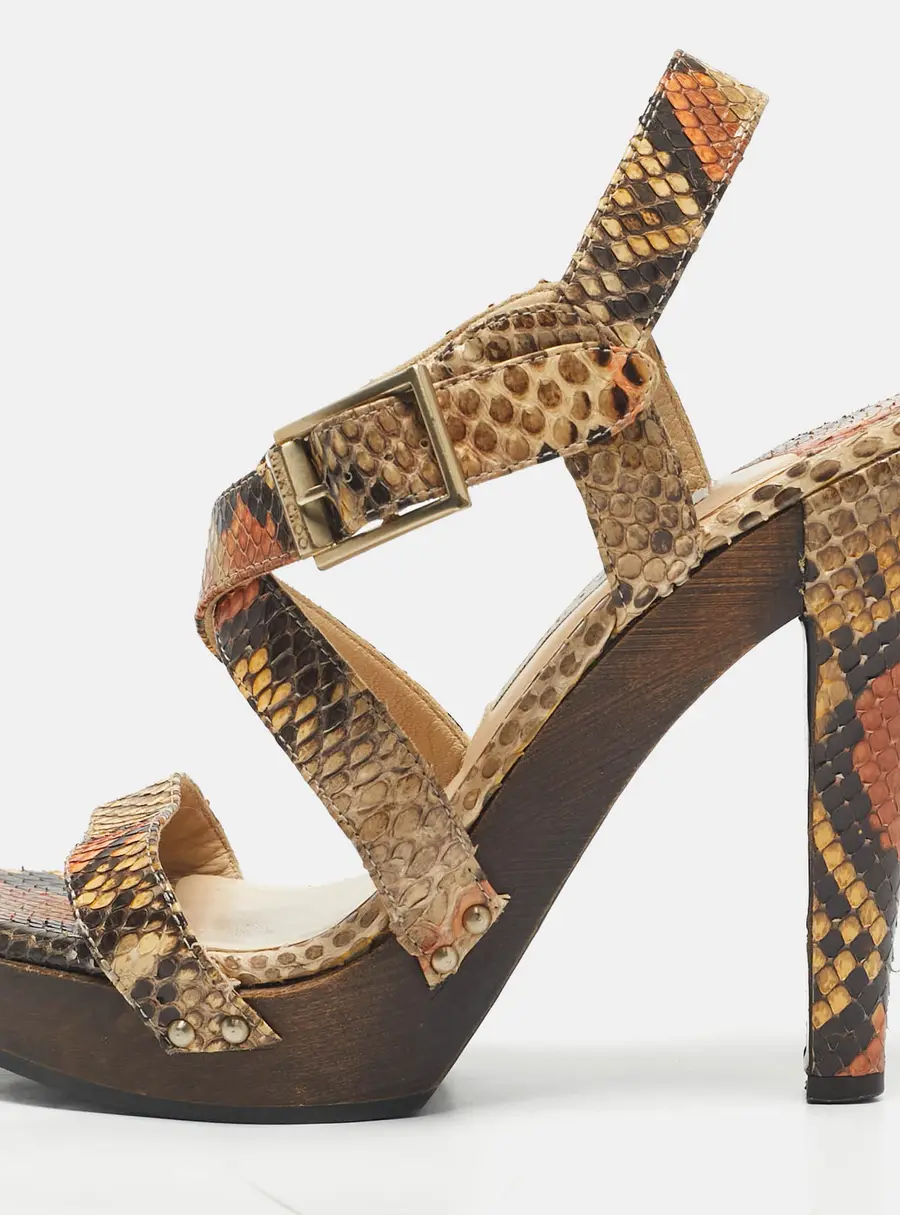 Jimmy Choo Size 36 Multicolor Python Leather Ankle Strap Sandals