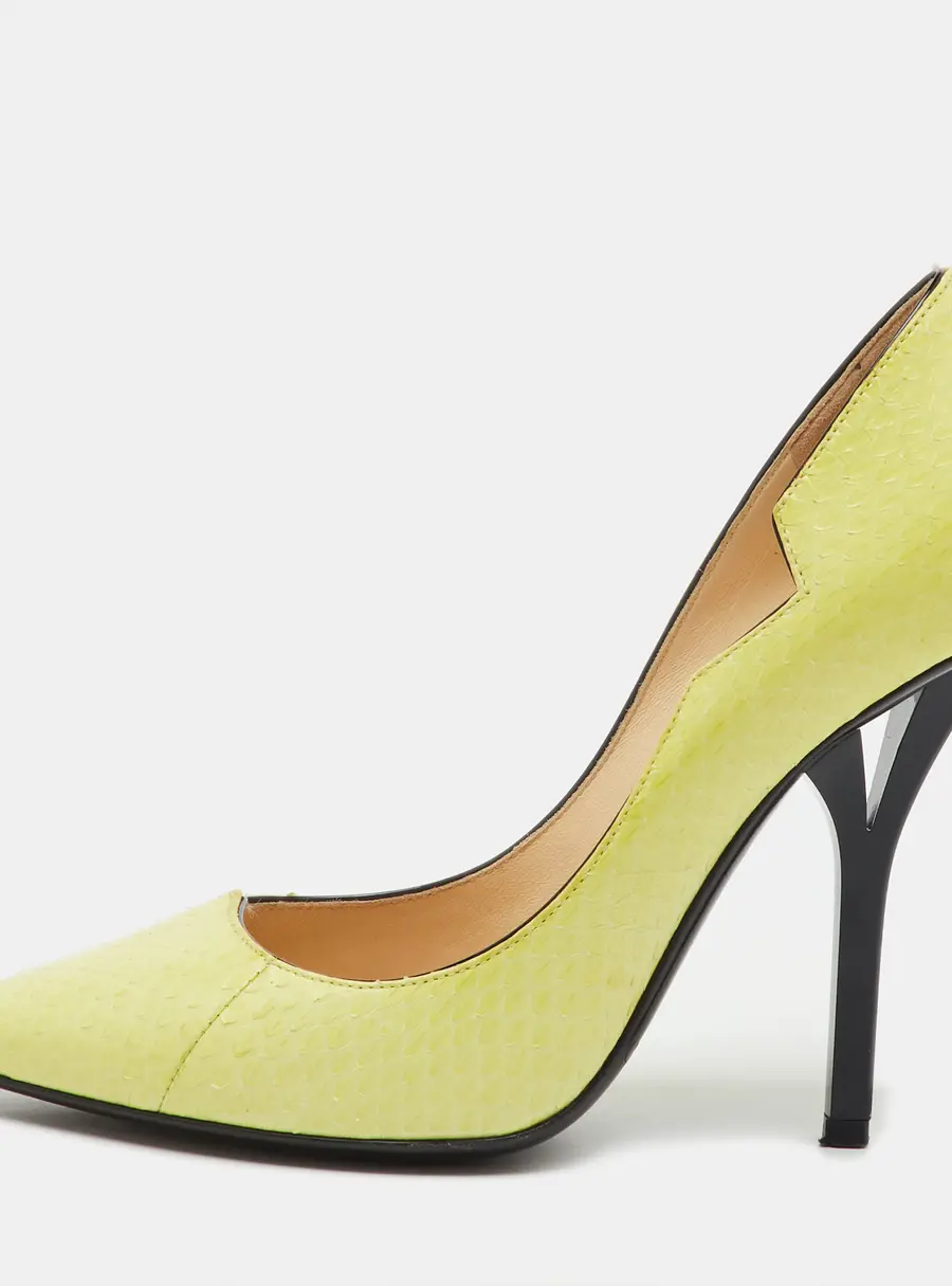 Jimmy Choo Lemon Yellow Elaphe Pumps Size 35.5