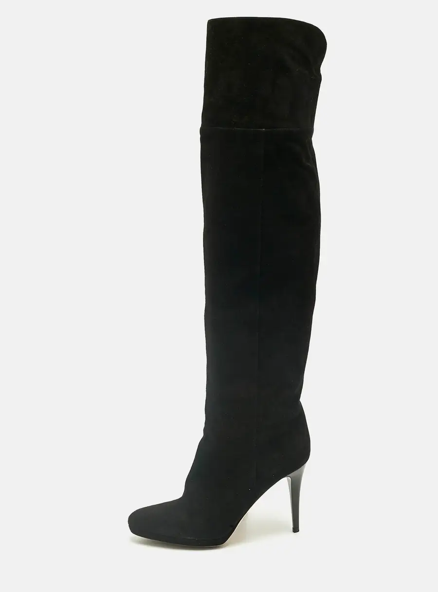 Jimmy Choo Black Suede Avenue Knee Length Boots Size 40