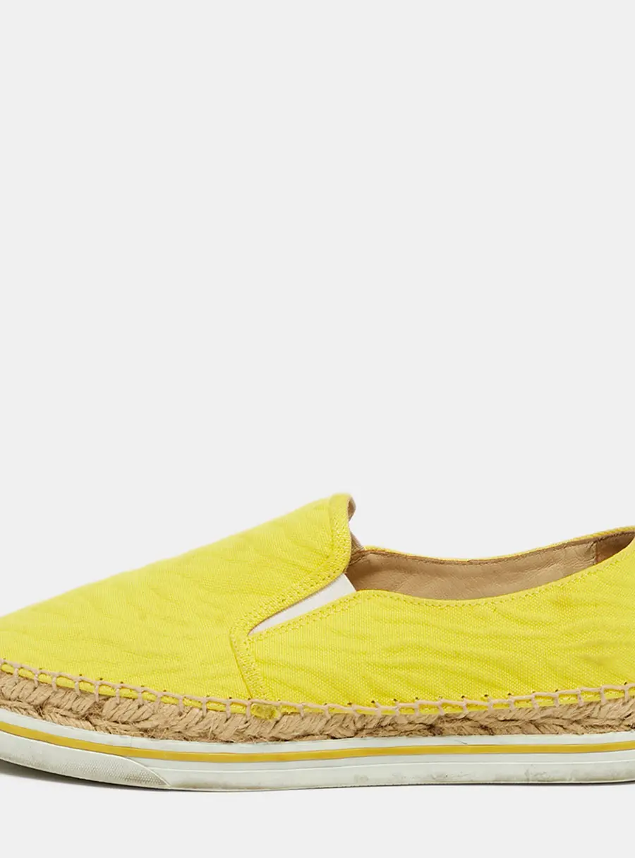 Jimmy Choo Dawn Size 35.5 Yellow Canvas Espadrille Slip On Sneakers
