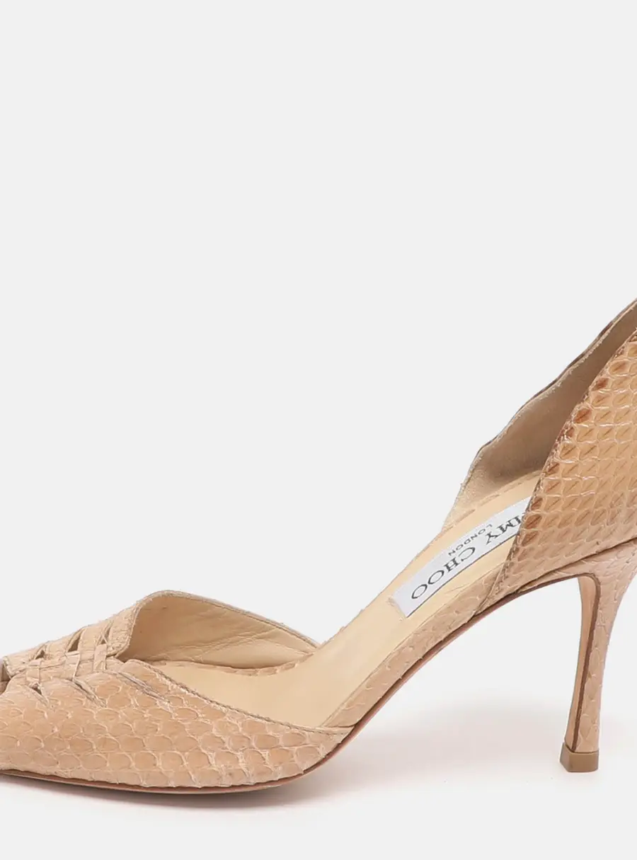 Jimmy Choo Size 36.5 Beige Python Leather D'orsay Pumps