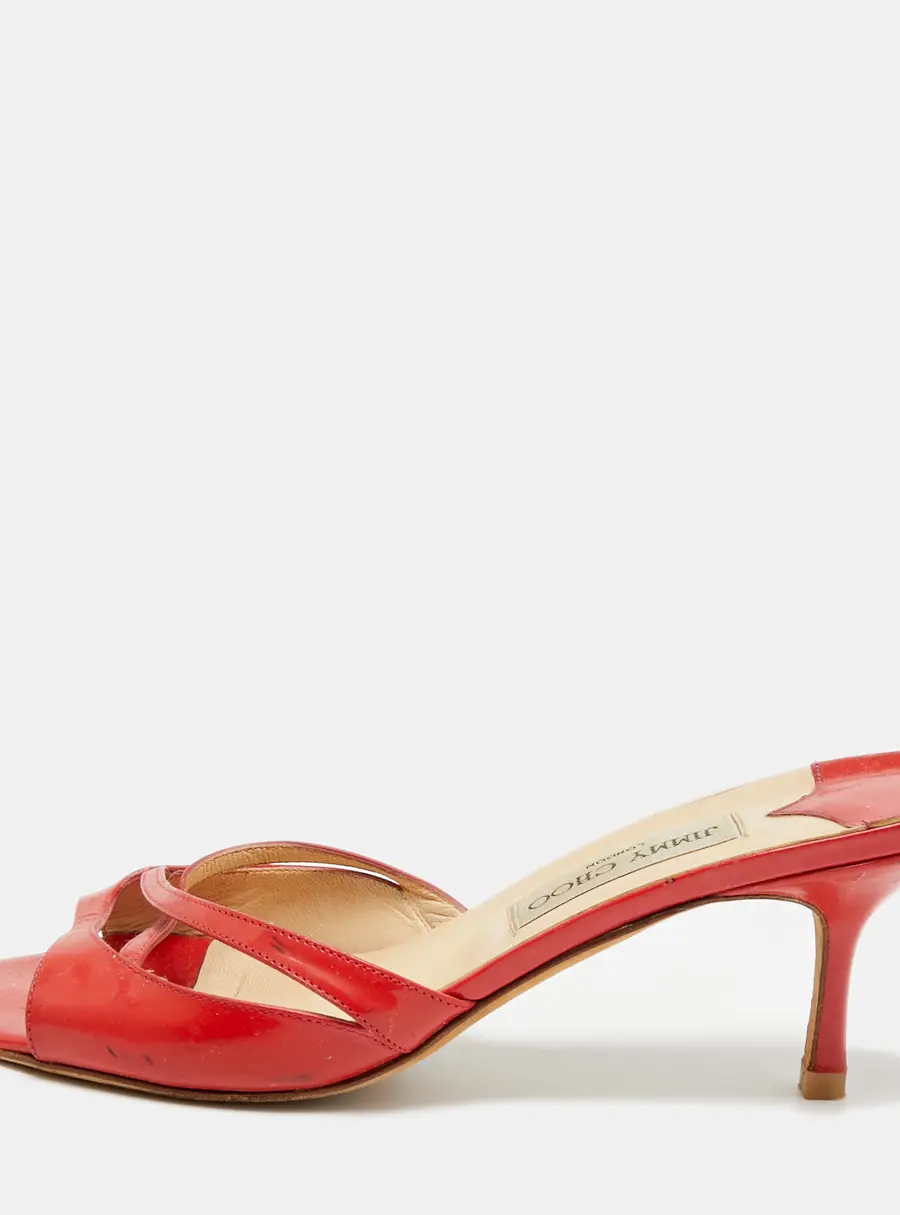 Jimmy Choo Size 40 Red Patent Leather Slide Sandals