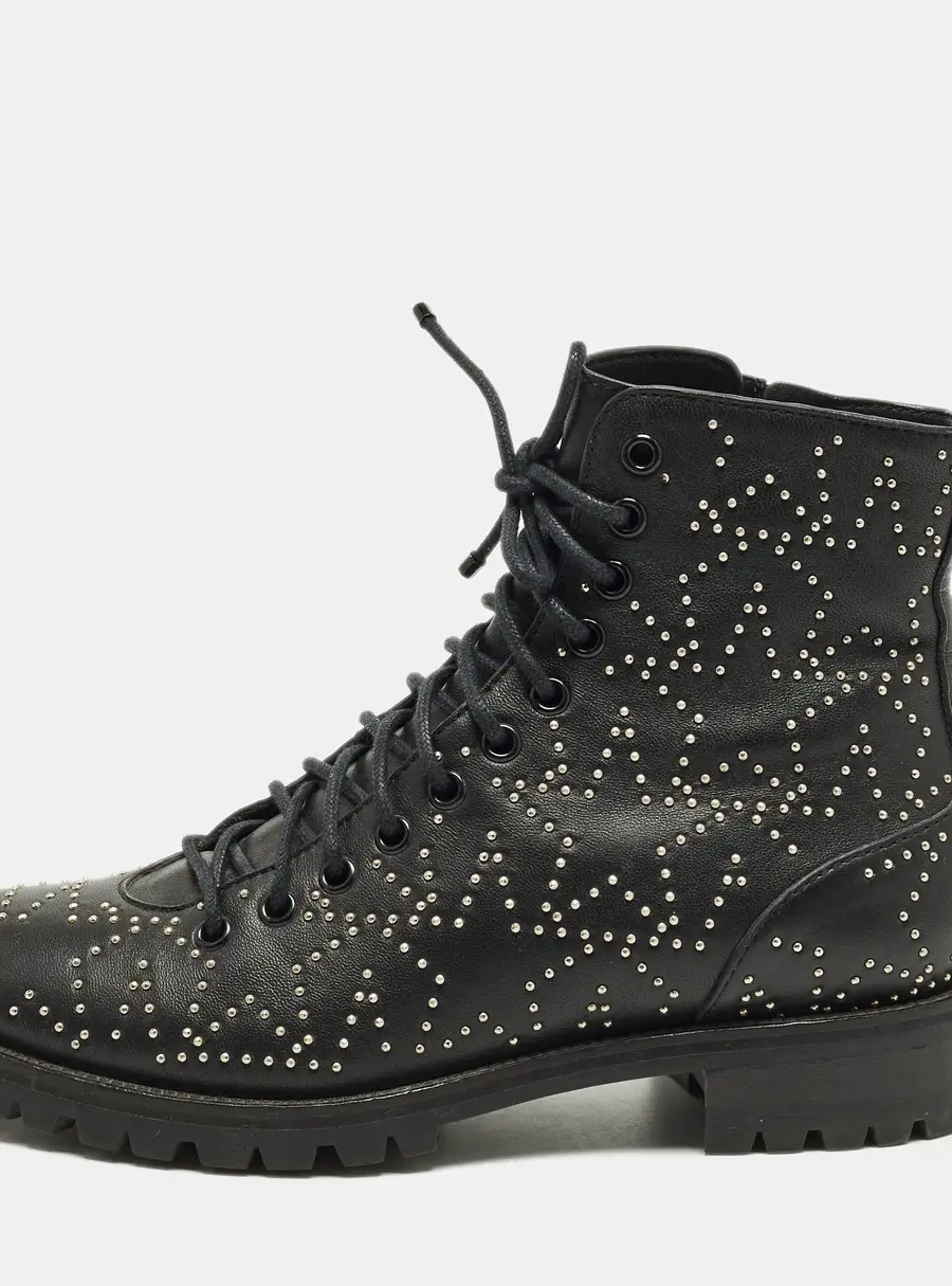 Jimmy Choo Cruz Size 39 Black Leather Studs Embellished Combat Boots