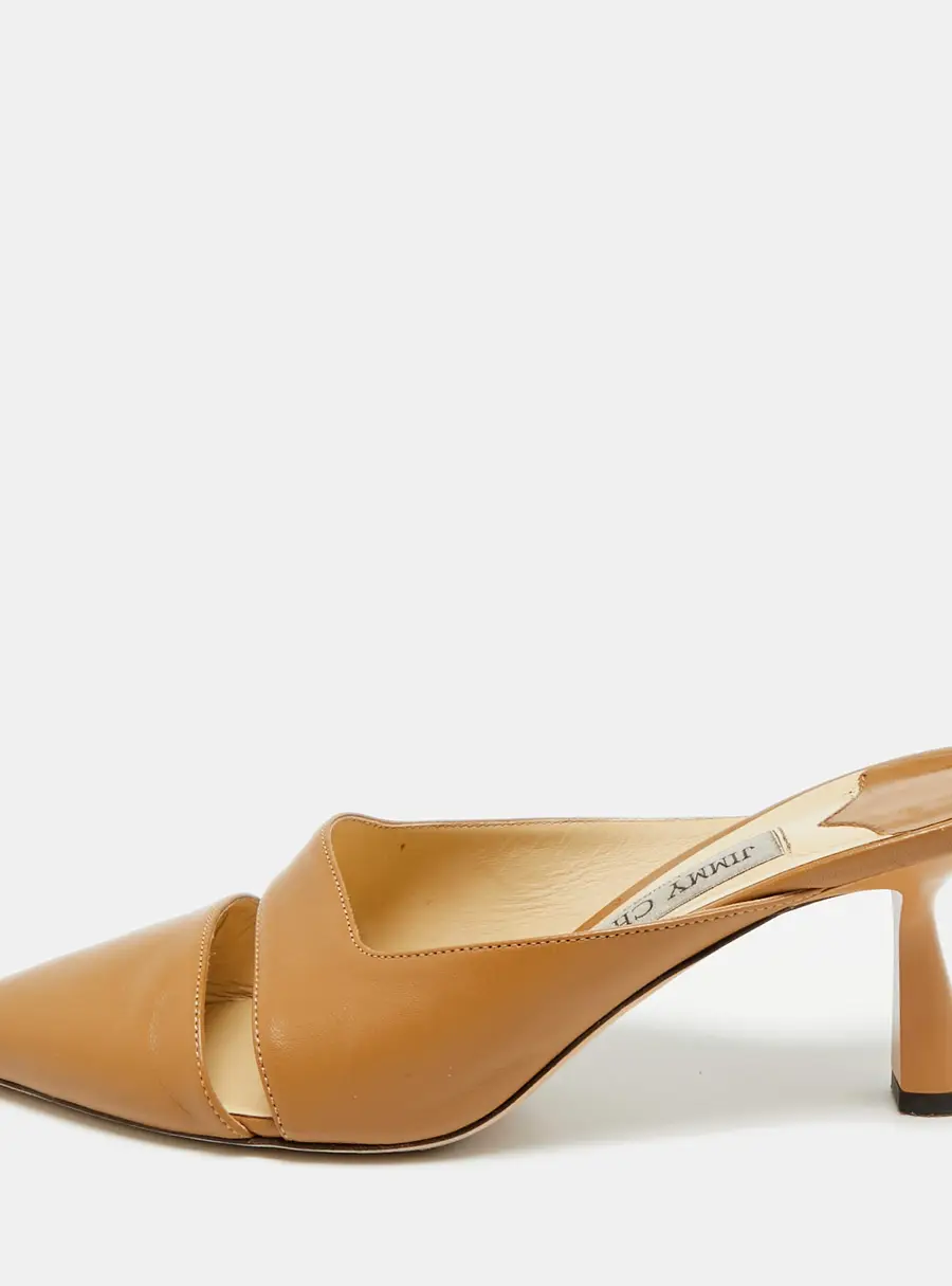 Jimmy Choo Size 39.5 Brown Leather Zalea Nappa Mules