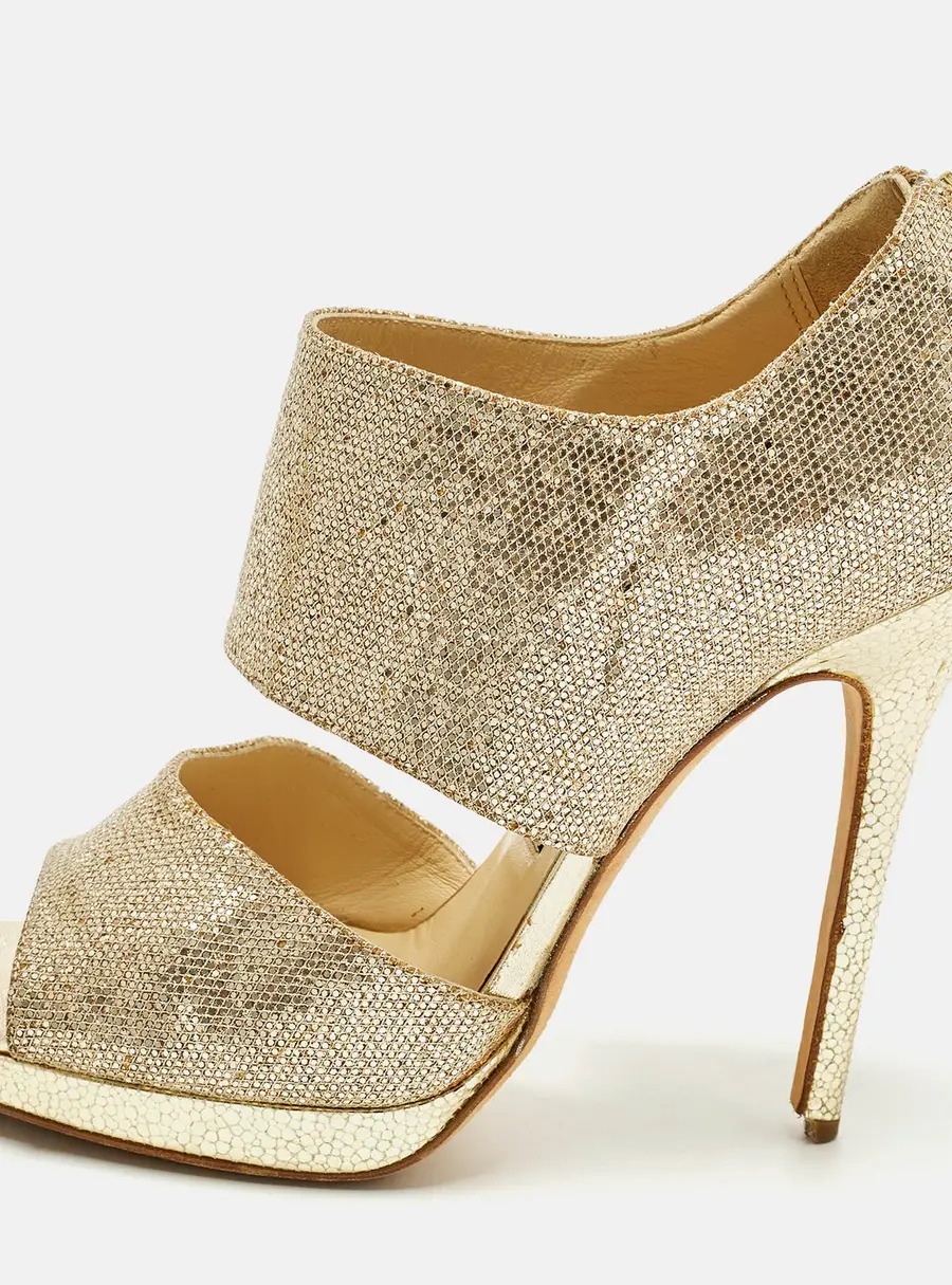 Jimmy Choo Private Size 36.5 Metallic Glitter Ankle Strap Sandals