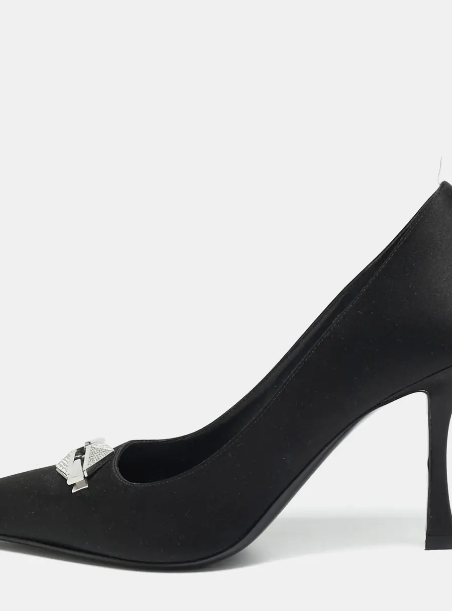 Jimmy Choo Ryker Size 37 Black Satin Pumps