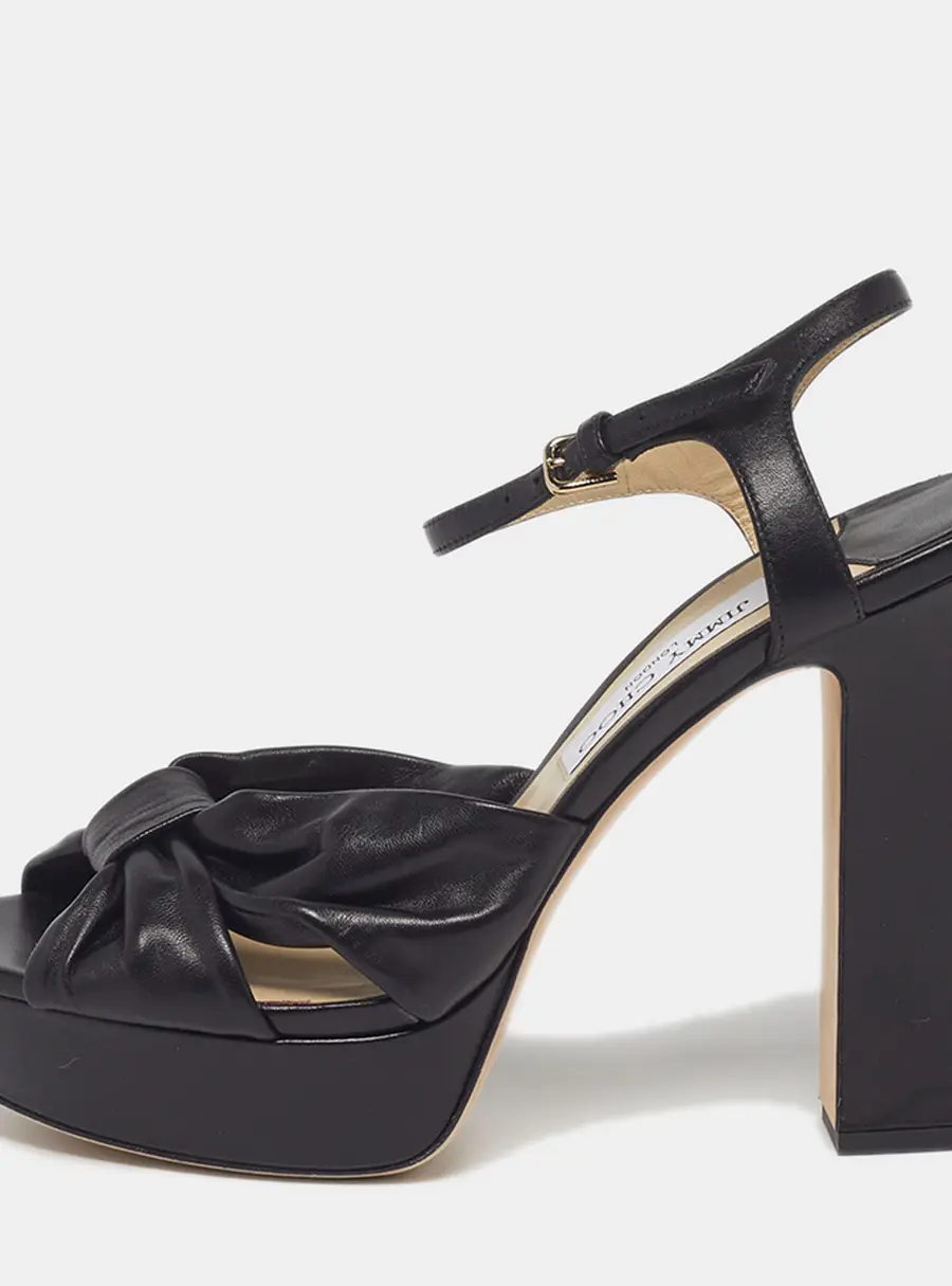 Jimmy Choo Heloise Size 41 Black Leather Ankle Strap Sandals