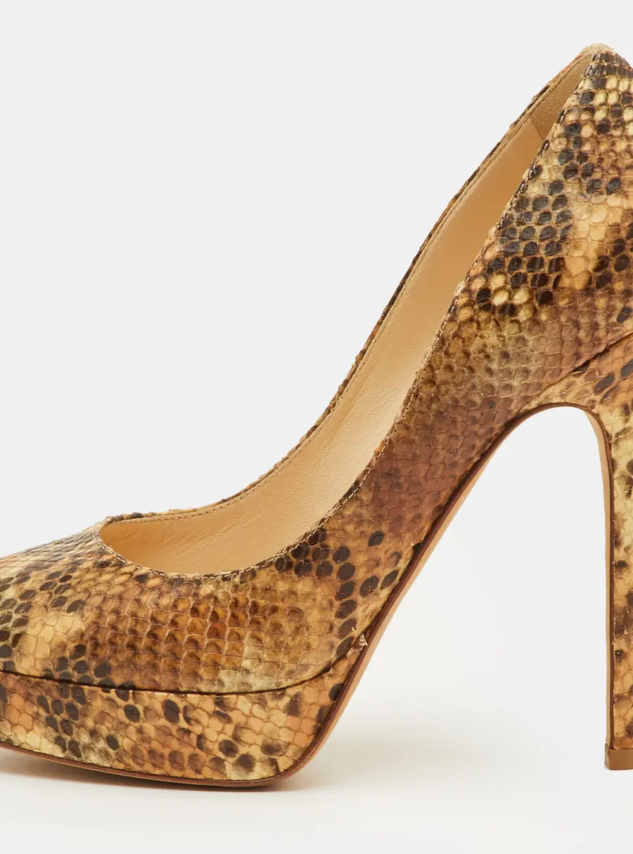 Jimmy Choo Cosmic Size 37 Multicolor Python Leather Platform Pumps