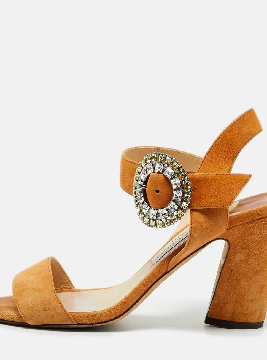 Jimmy Choo Black Suede Crystal Embellished Mischa Sandals Size 39