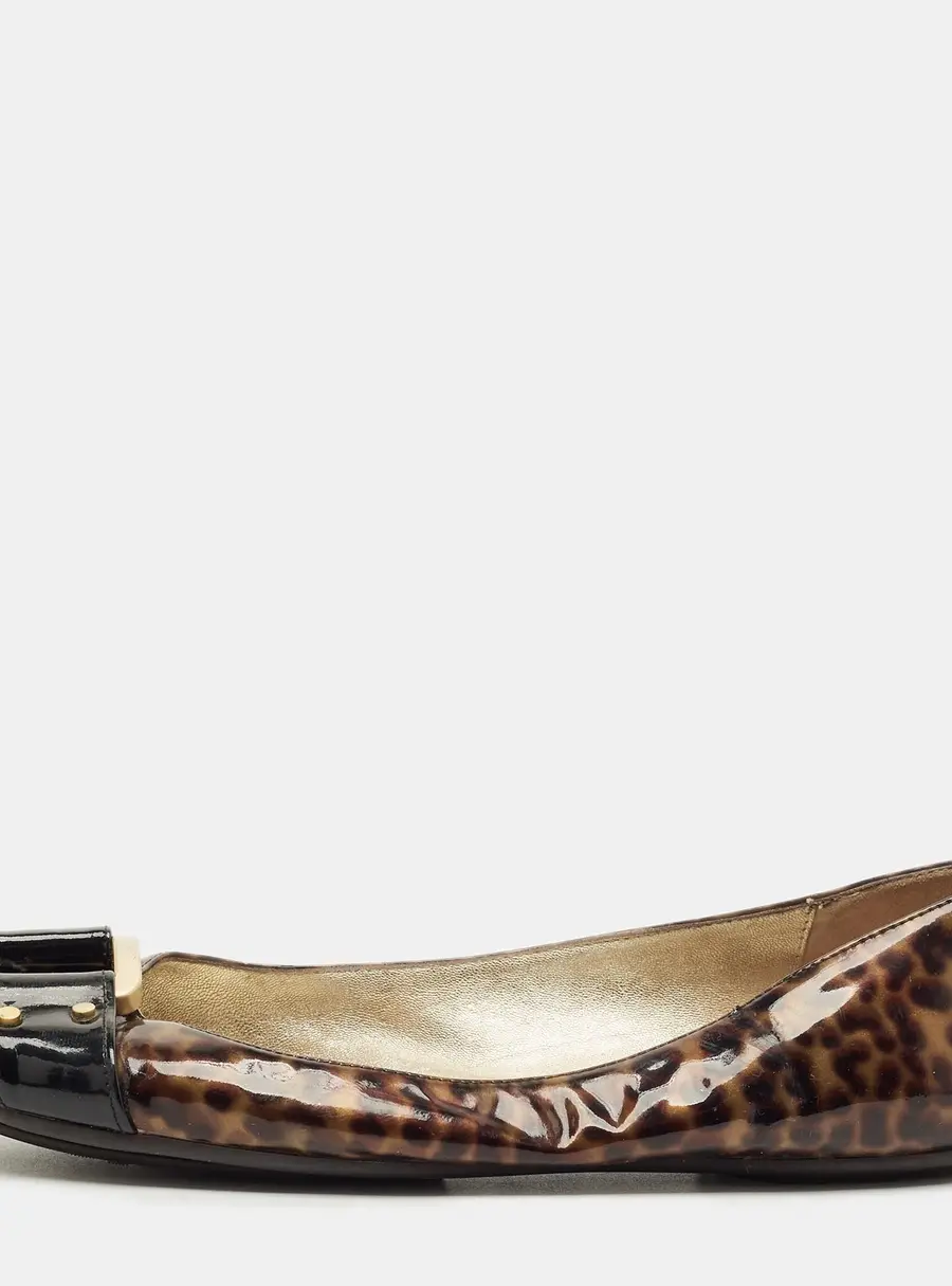 Jimmy Choo Brown/Black Patent Buckle Ballet Flats Size 39.5
