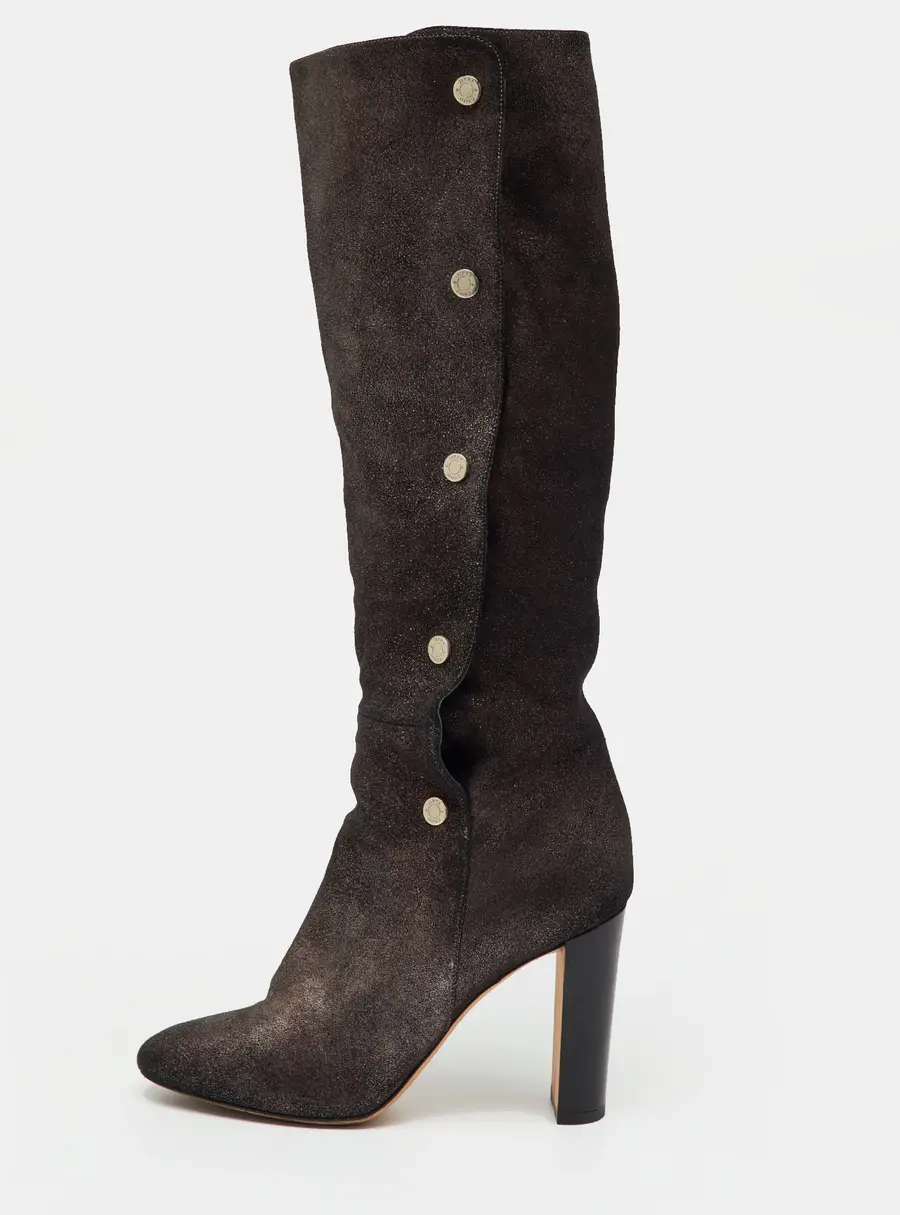 Jimmy Choo Metallic Suede Knee Length Boots Size 36.5