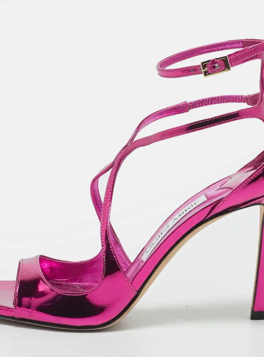 Jimmy Choo Azia Size 37 Purple Leather Ankle Strap Sandals