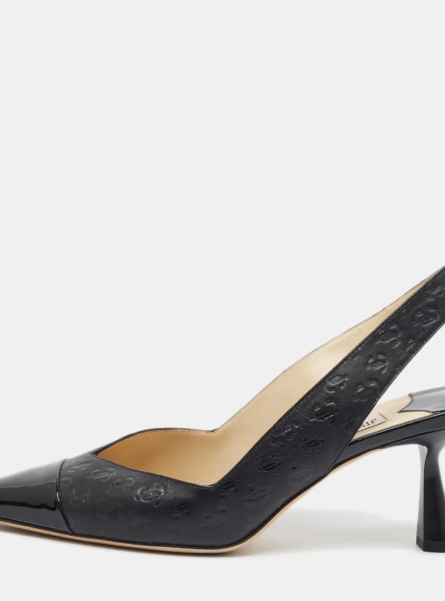Jimmy Choo liya Size 40 Black Leather and Patent Leather Slingback Pumps