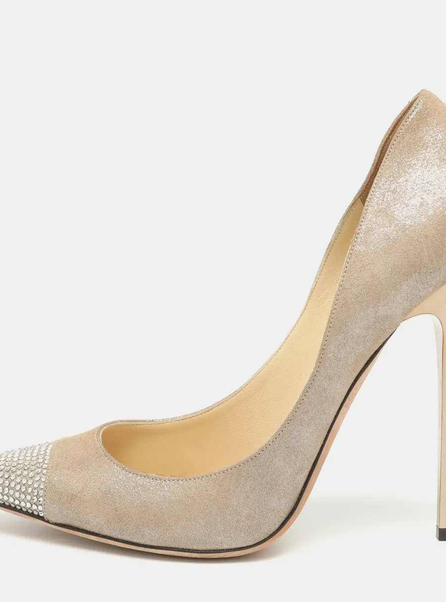 Jimmy Choo Bahama Size 39 Metallic Crystals and Suede Pumps