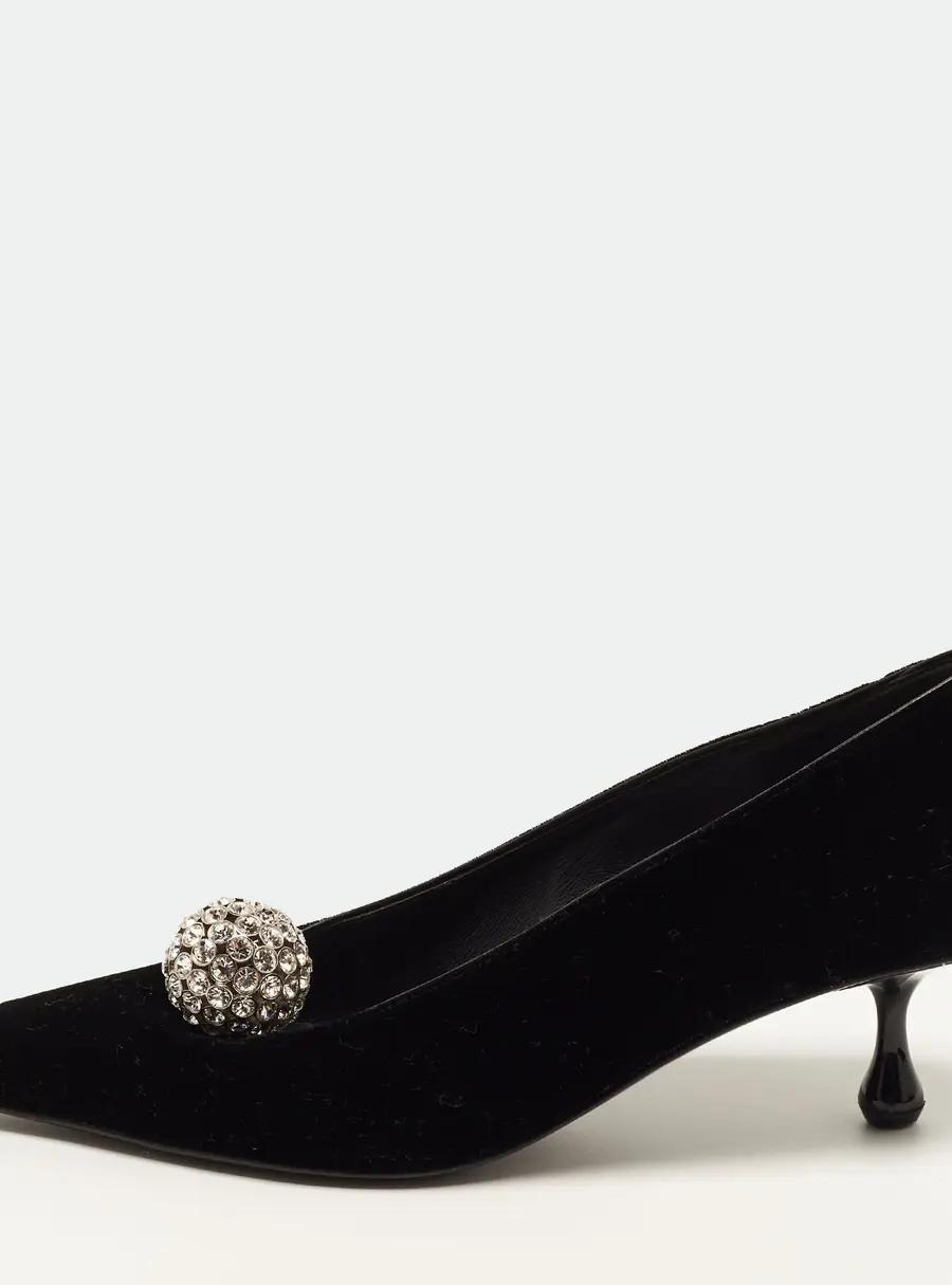 Jimmy Choo Orb Size 36 Black Velvet Pointed Toe Pumps