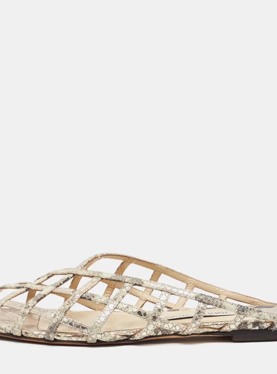 Jimmy Choo Sai Size 39 Multicolor Python Embossed Leather Flat Sandals
