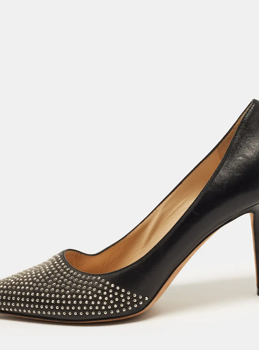 Jimmy Choo Love Studded Size 38.5 Black Leather Pumps