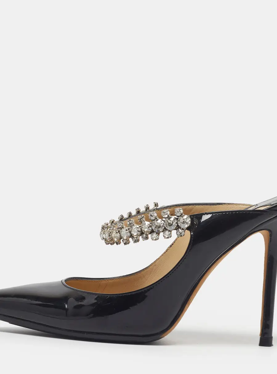 Jimmy Choo Bing 100 Size 36.5 Black Patent Leather Mules
