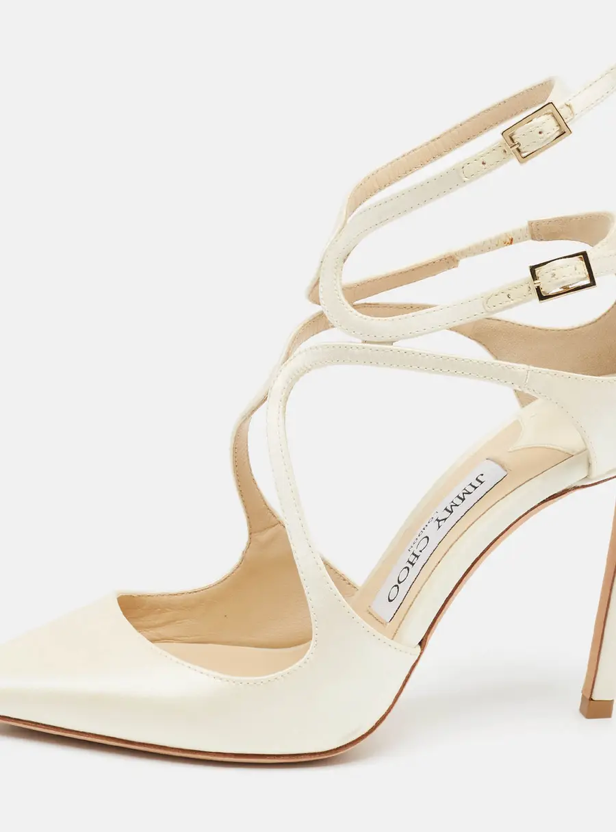 Jimmy Choo Lancer Size 35.5 Cream Satin Pumps