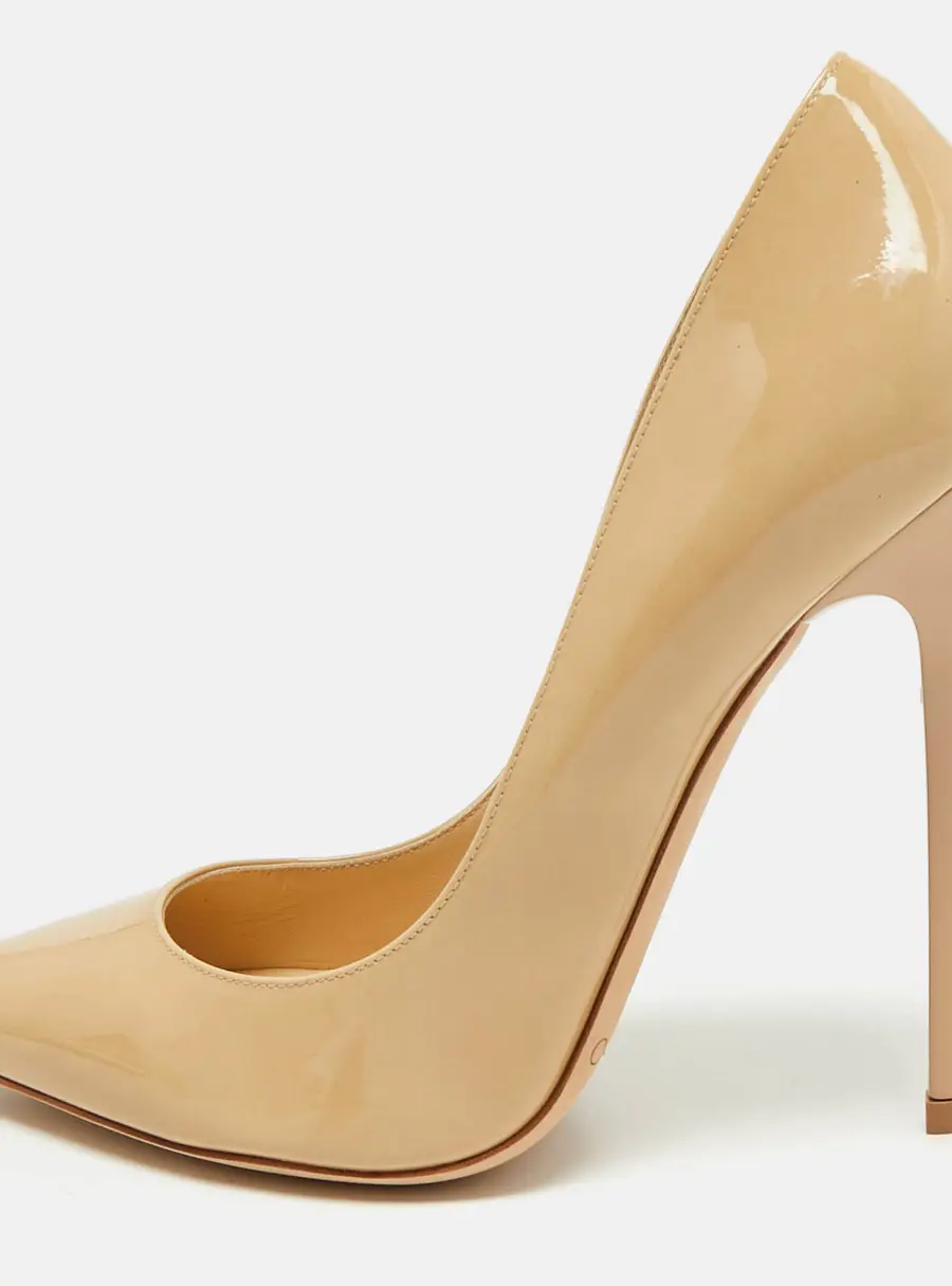 Jimmy Choo Love Size 38 Beige Patent Leather Pointed Toe Pumps