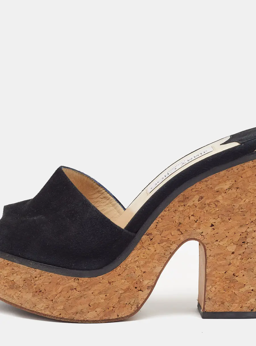 Jimmy Choo Deedee Size 38.5 Black Suede Slide Sandals