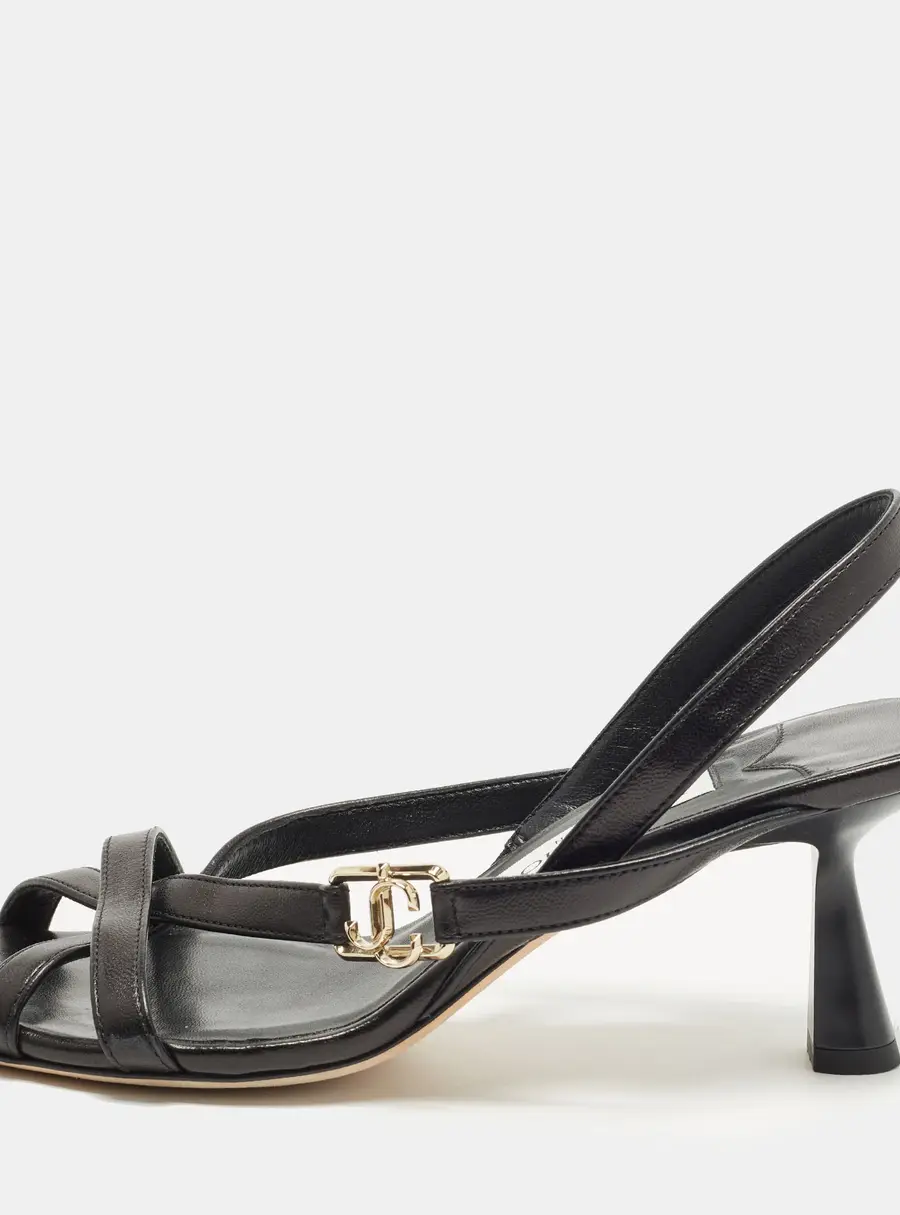 Jimmy Choo Size 38 Black Leather Slingback Sandals