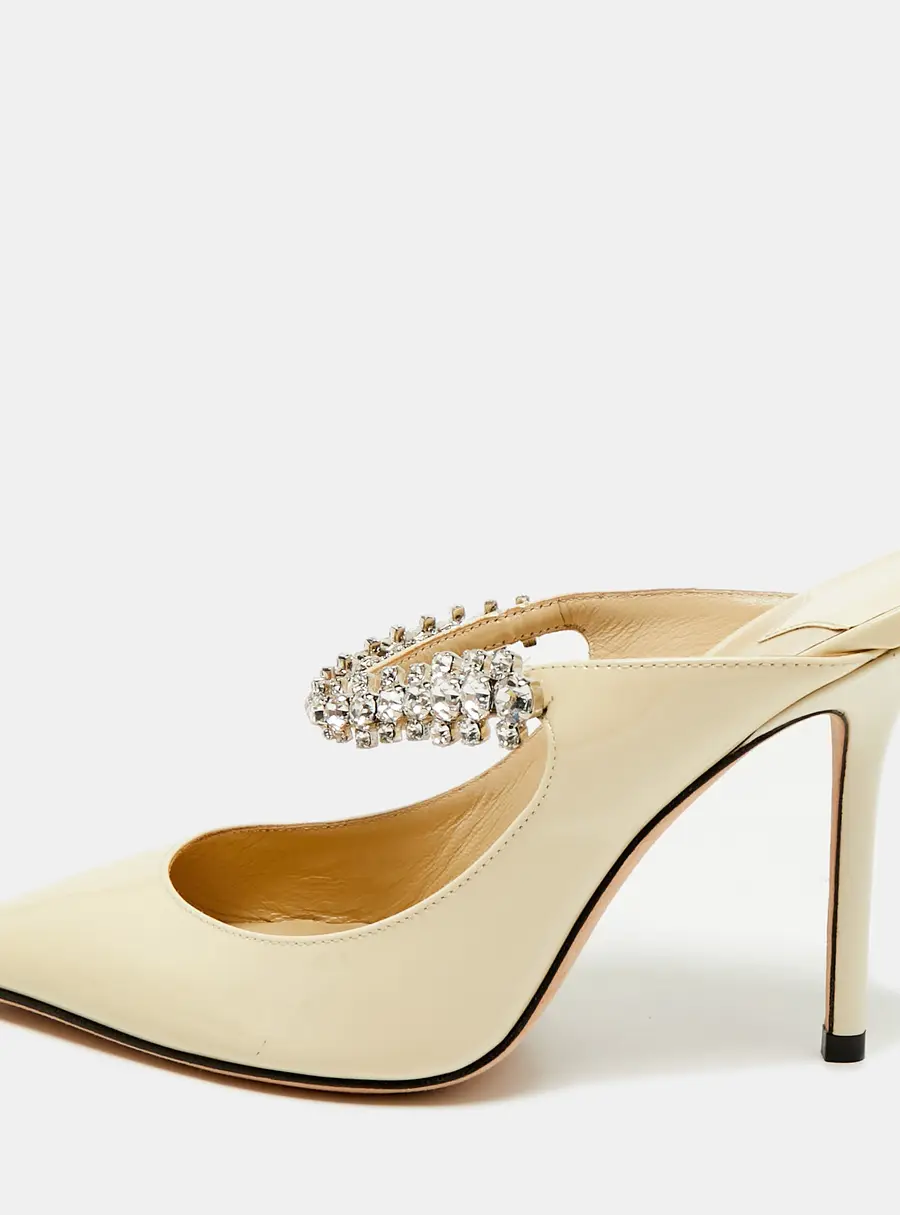 Jimmy Choo Bing Size 35.5 Cream Patent Leather Mules