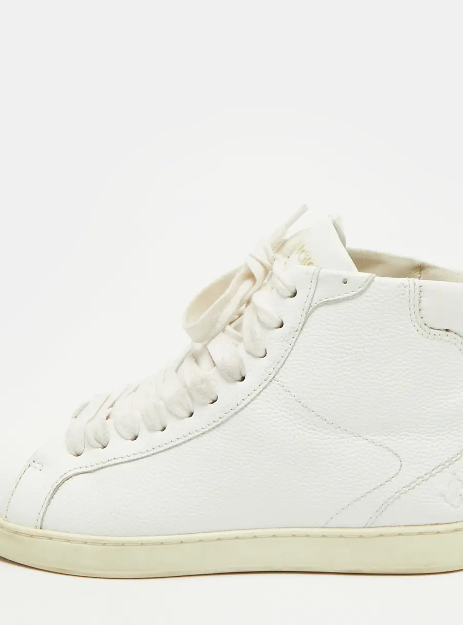 Jimmy Choo Size 36.5 White Leather High Top Sneakers