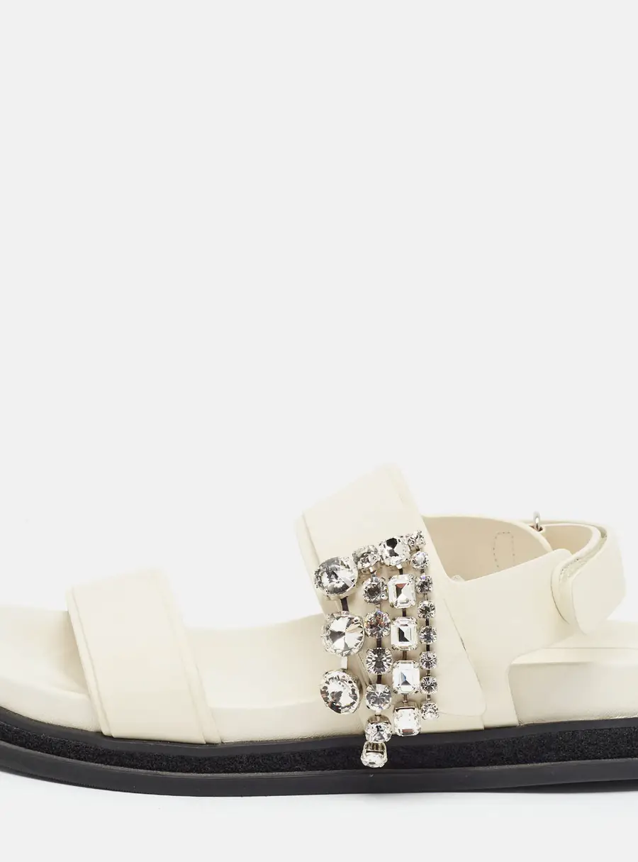 Jimmy Choo Verity Size 38 Cream Leather Ankle Strap Sandals