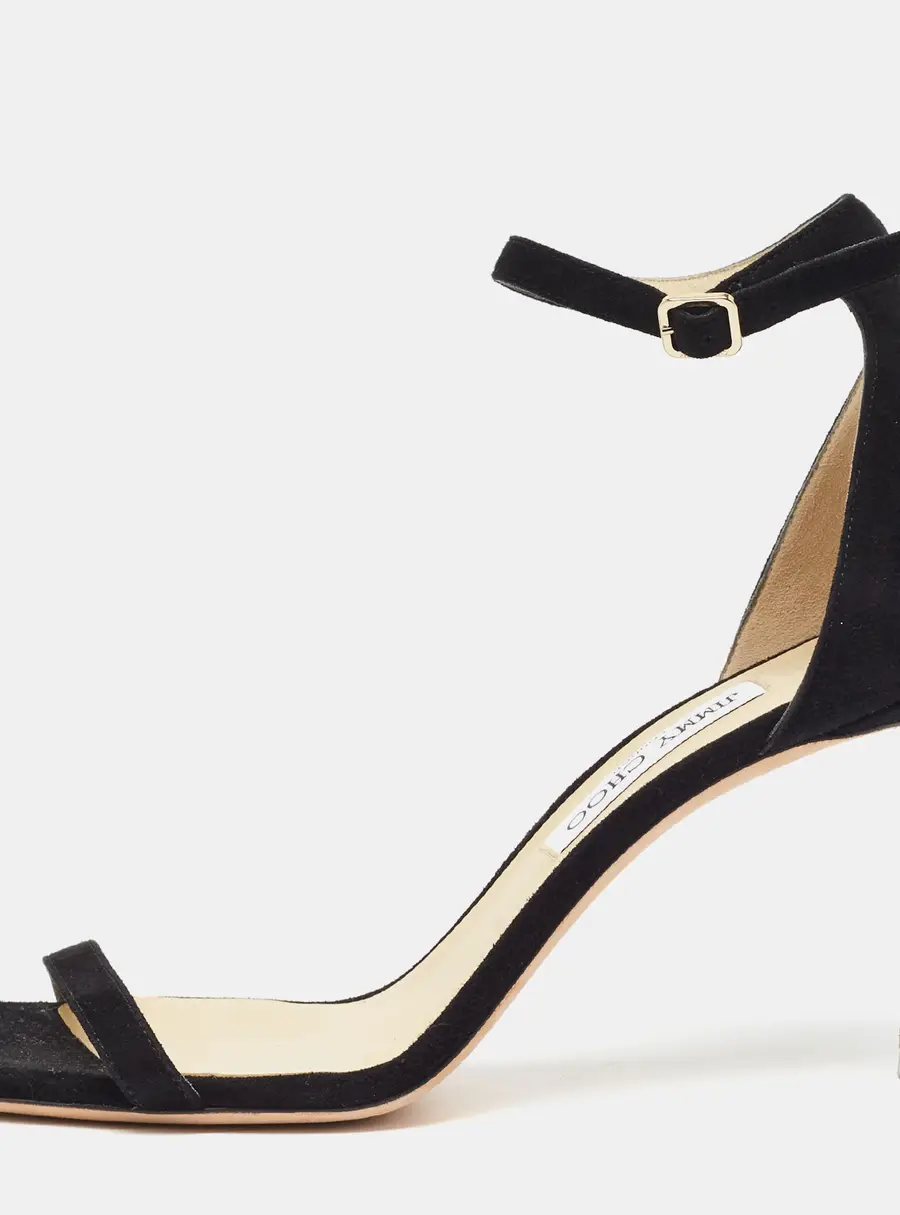 Jimmy Choo Alva Size 41 Black Suede Ankle Strap Sandals