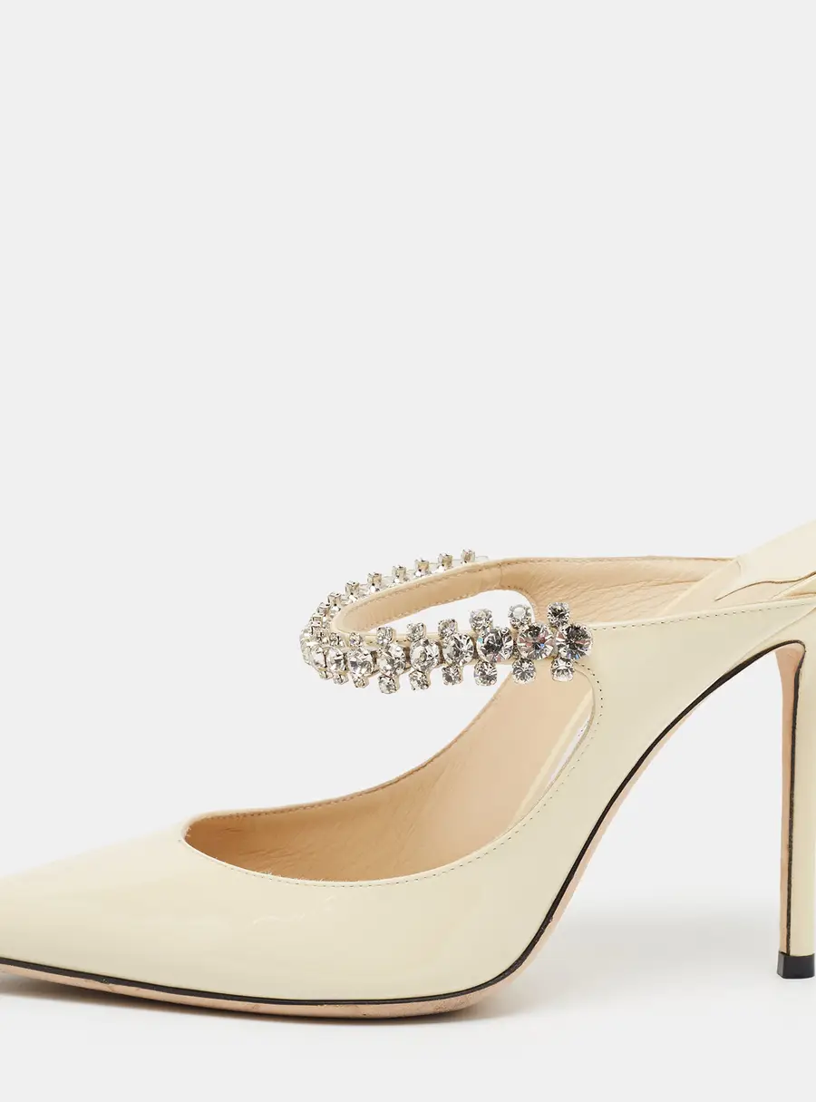 Jimmy Choo Bing 100 Size 40 Cream Patent Leather Mules