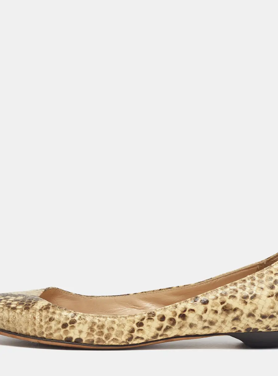 Jimmy Choo Windsor Size 38 Beige Python Embossed Leather Ballet Flats