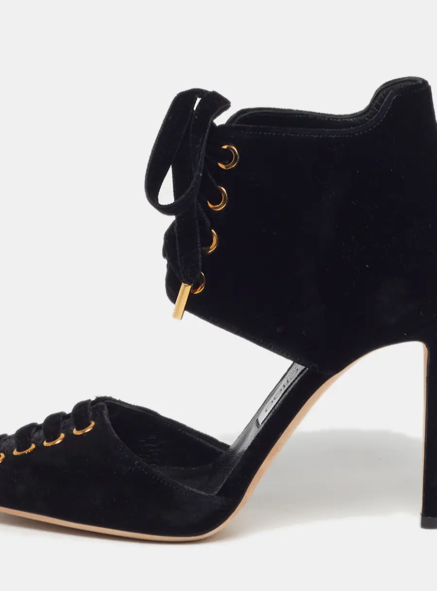 Jimmy Choo Mari Size 37 Black Velvet Pumps