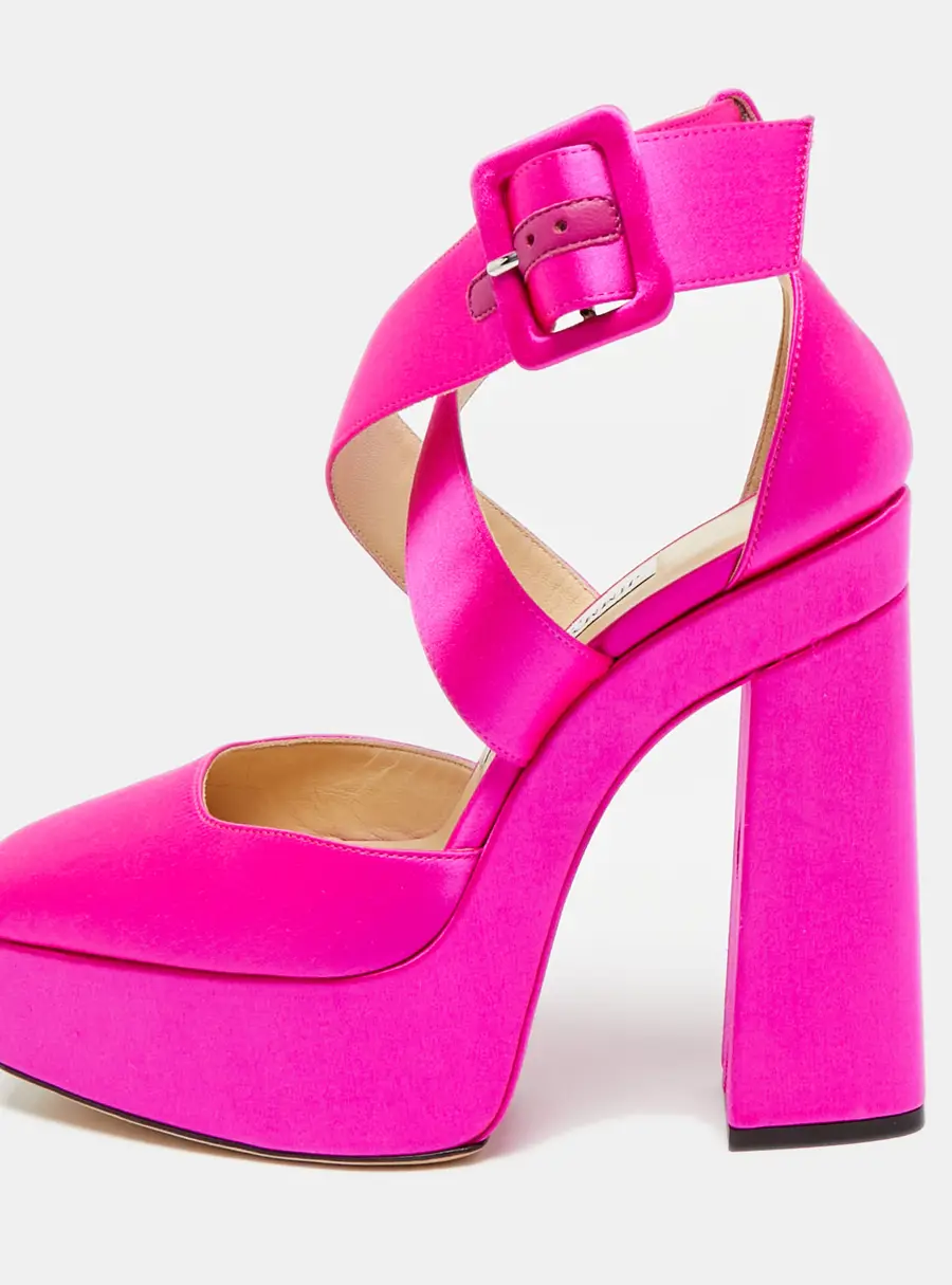 Jimmy Choo Gaia Size 36 Pink Satin Mary Jane Buckle Pumps