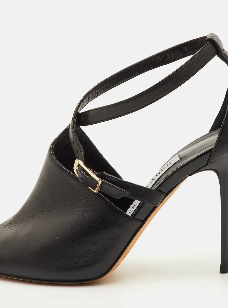 Jimmy Choo Size 35.5 Black Leather Open Toe Ankle Strap Sandals