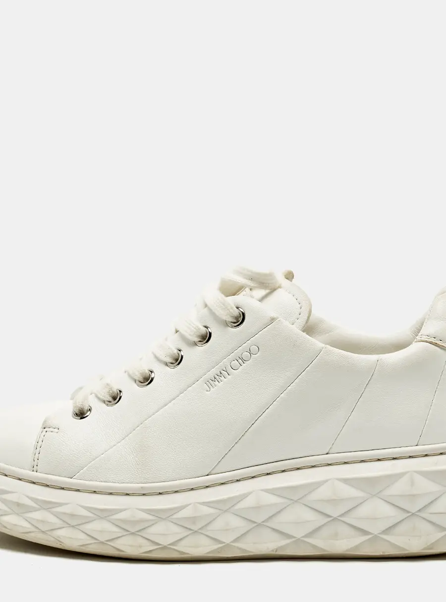 Jimmy Choo Diamond Maxi Size 36 White Leather Lace Up Sneakers