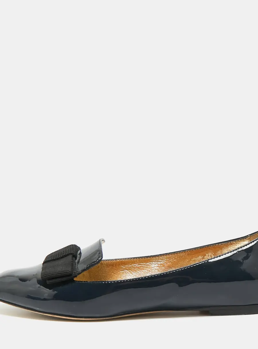 Jimmy Choo Love Size 38 Navy Blue Patent Leather Ballet Flats