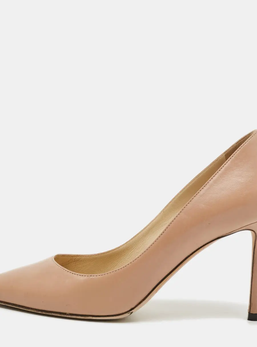 Jimmy Choo Romy Size 37 Beige Leather Pointed Toe Pumps