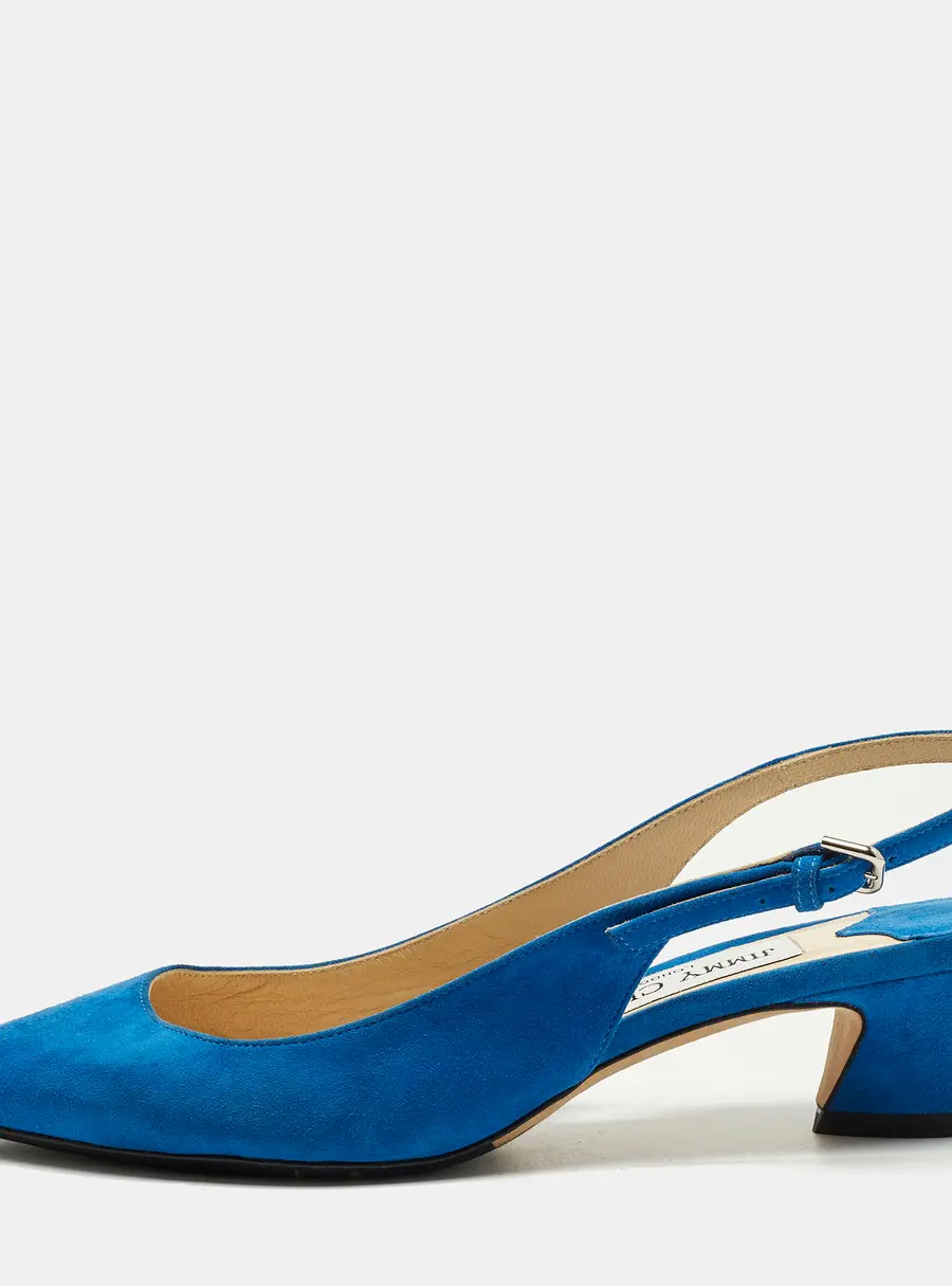 Jimmy Choo Erin Size 36 Blue Suede Pointed Toe Slingback Pumps