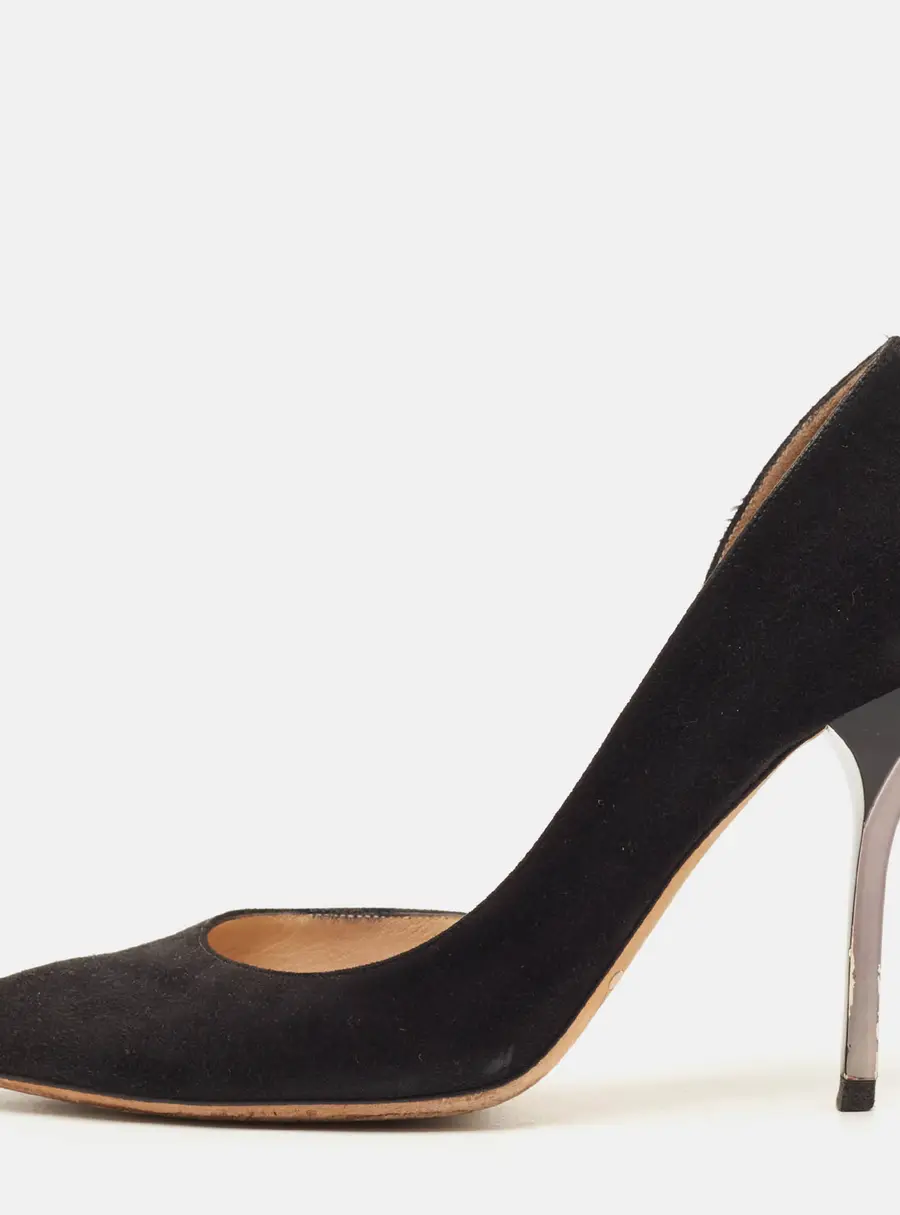 Jimmy Choo Size 37.5 Black Suede D'orsay Pumps