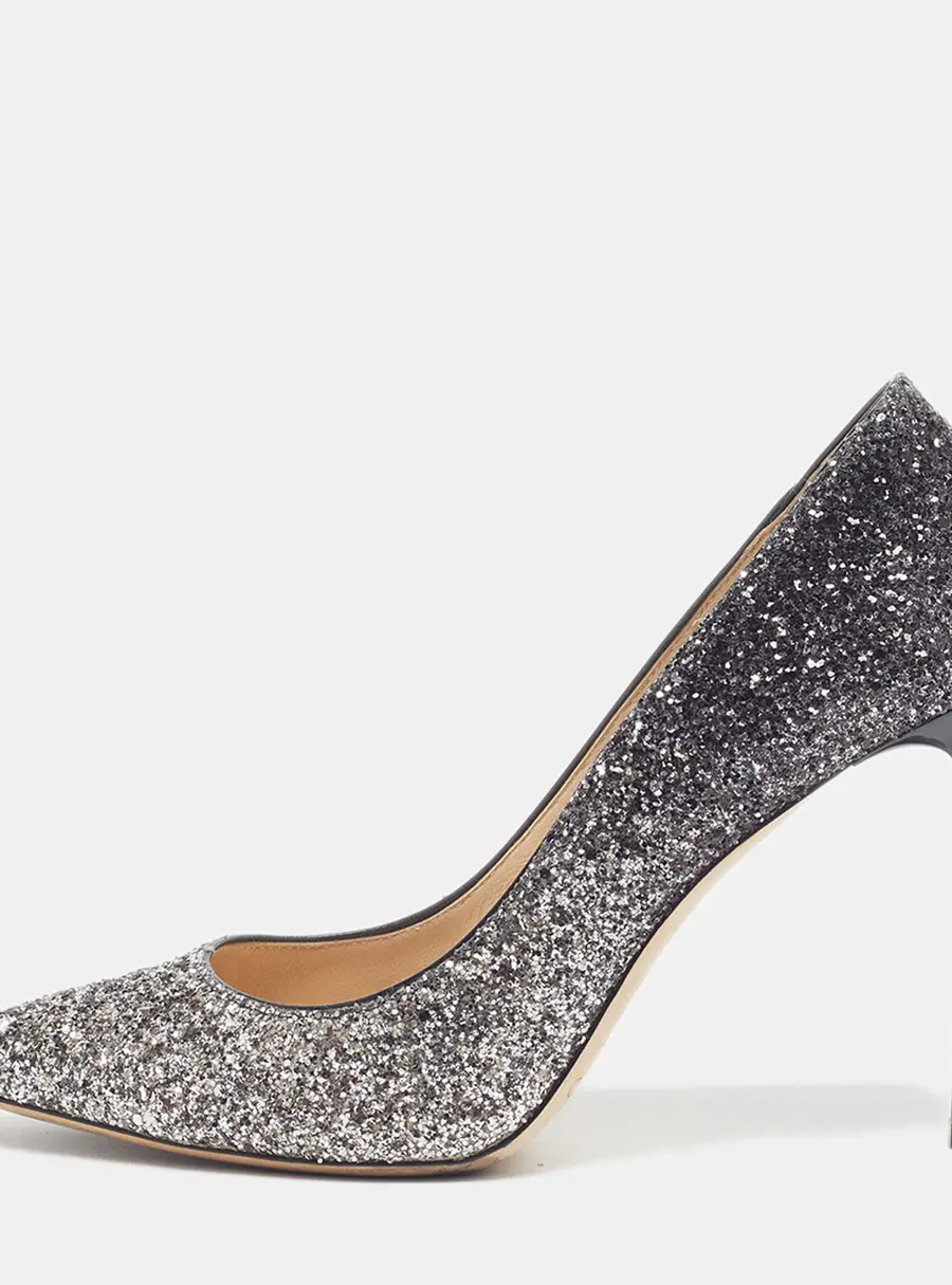 Jimmy Choo Romy Size 39 Silver/Black Glitter Pumps