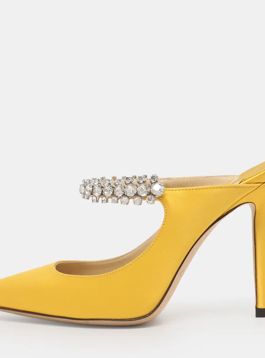 Jimmy Choo Bing Size 35.5 Yellow Satin Mules