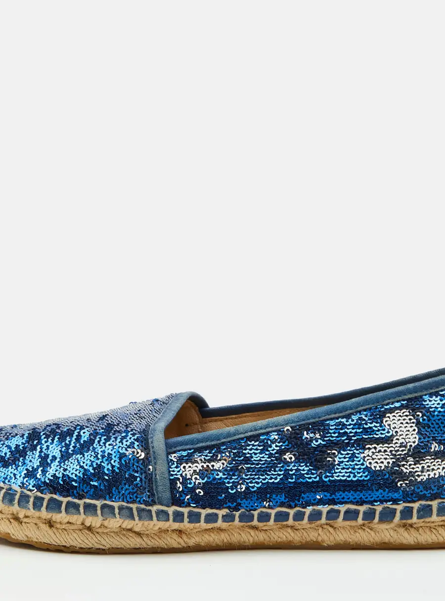 Jimmy Choo Paksa Size 36 Blue Sequins Espadrille Flats