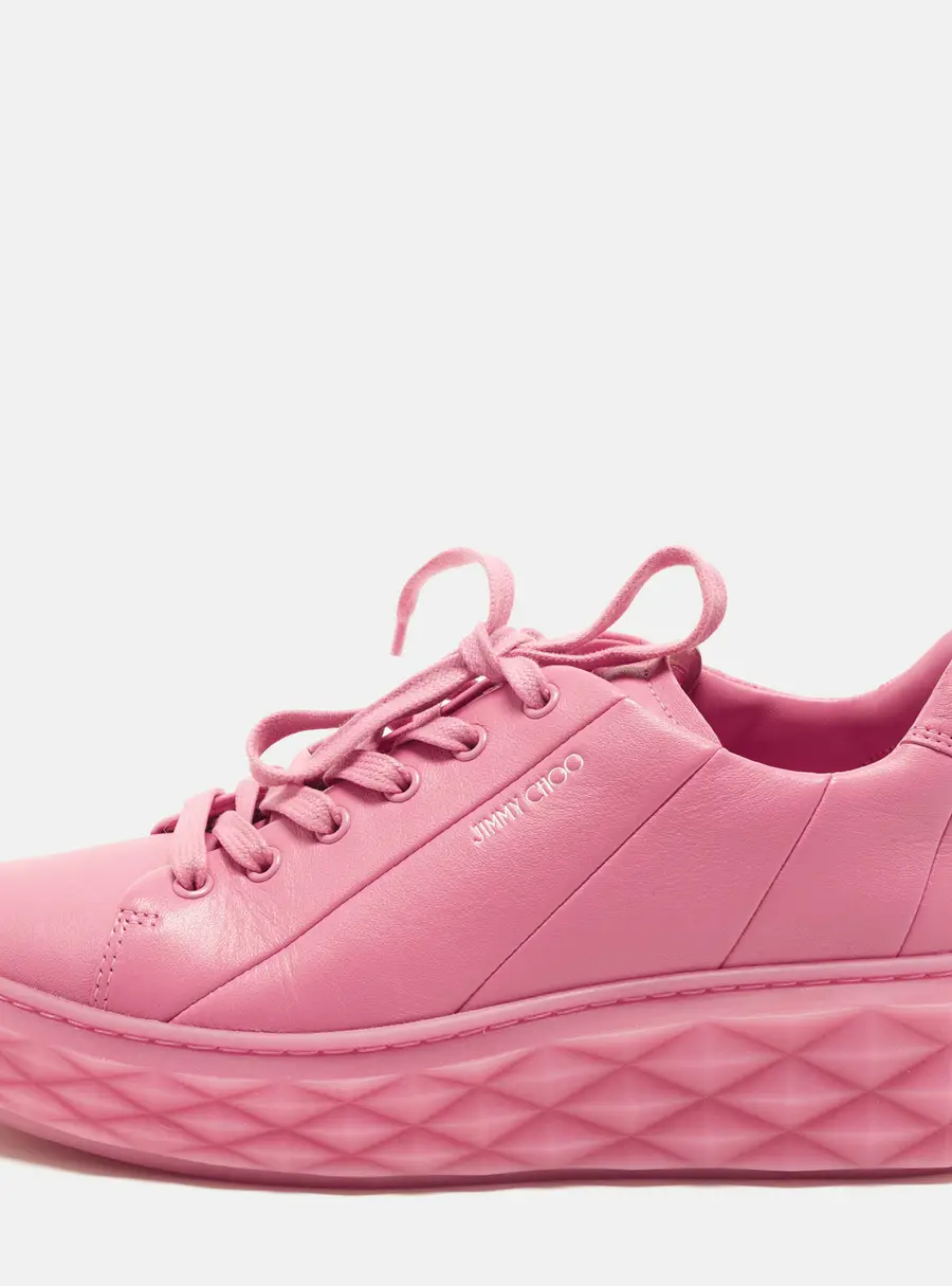 Jimmy Choo Diamond Size 39.5 Pink Leather Lace Up Sneakers