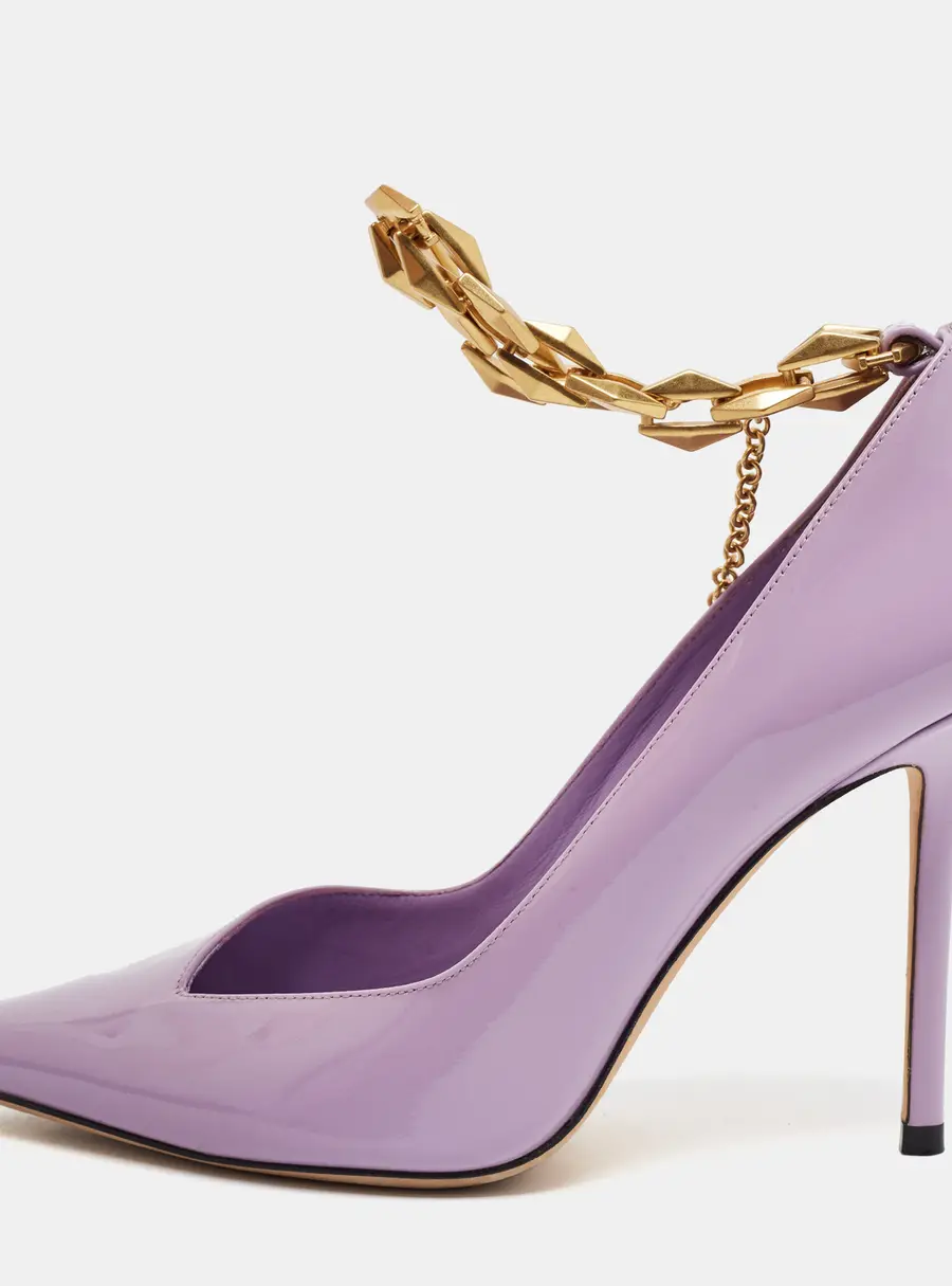 Jimmy Choo Diamond Size 37.5 Purple Patent Leather Pumps