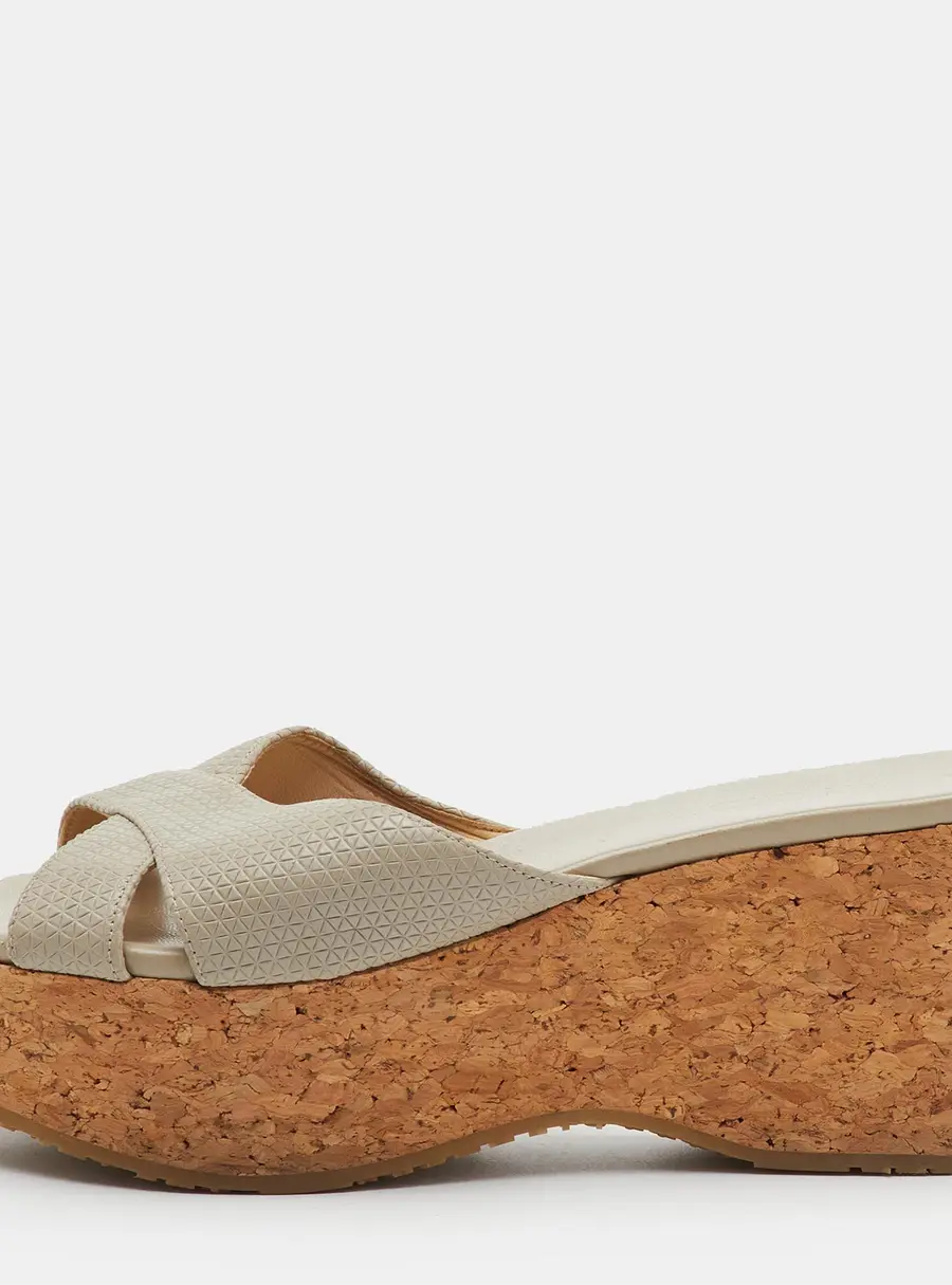 Jimmy Choo Prima Size 39.5 Grey Leather Cork Platform Wedge Sandals