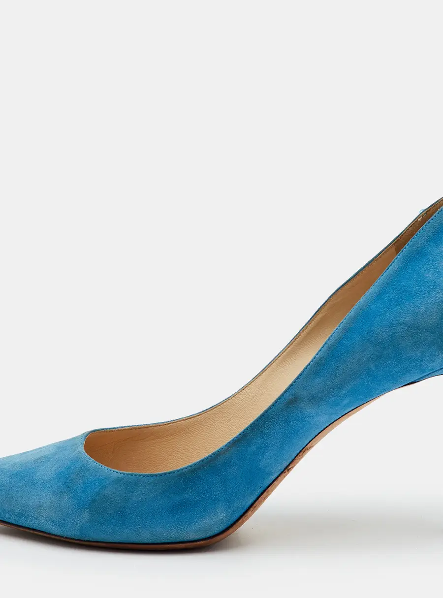 Jimmy Choo Romy Size 39.5 Blue Suede Pointed Toe Pumps