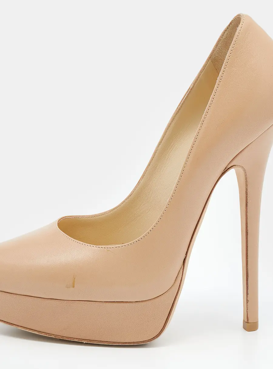 Jimmy Choo Beige Leather Cosmic Platform Pumps Size 37