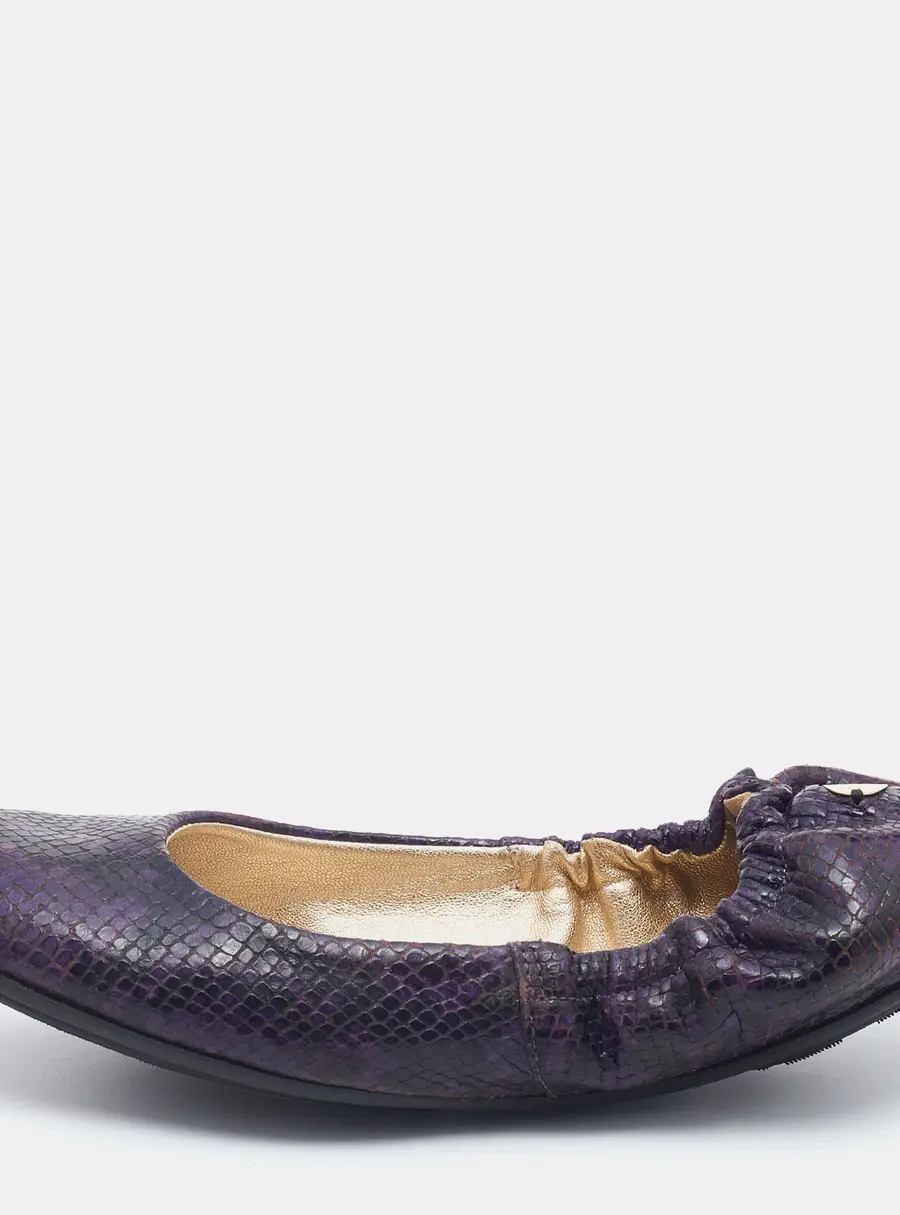 Jimmy Choo Purple/Black Python Embossed Leather Scrunch Ballet Flats Size 36.5